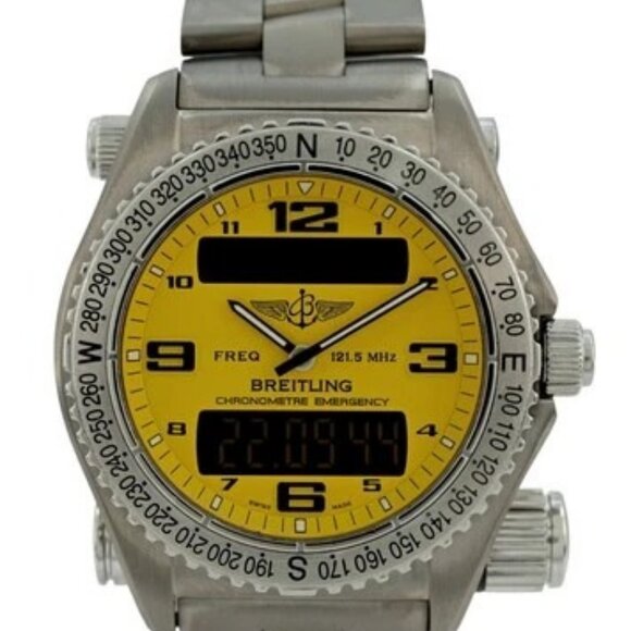 Breitling 43mm Men\'s Emergency Rare Yellow Dial Titanium Swiss Watch Ref: E76321 main image 7